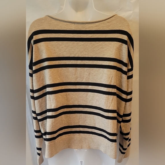 Striped Off-Shoulder Sweater - Tan and Black - Picture 8 of 10